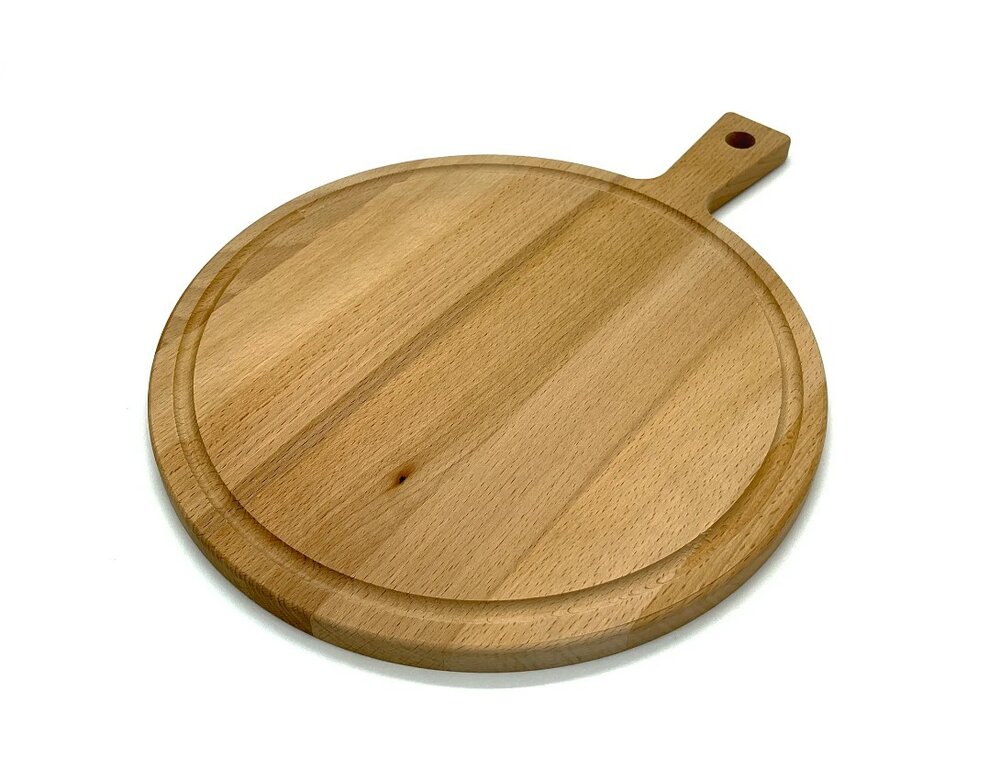 Ronde kaasplank met sapgoot graveren