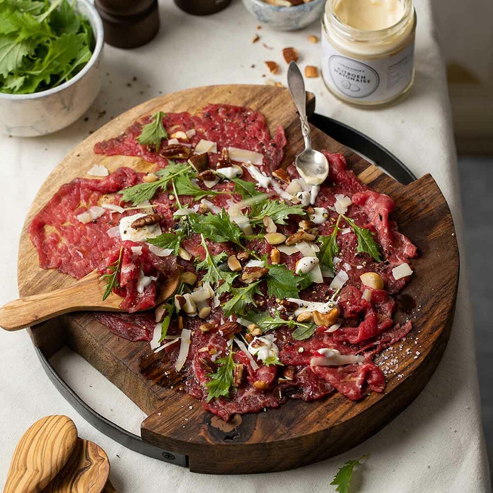 Ronde serveerplank Rose wood  graveren 