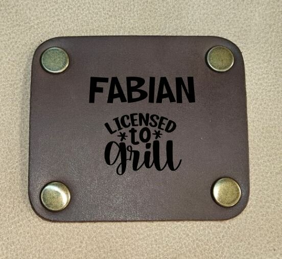 Leren Schort met naam Beige