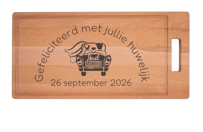 Beukenplank met binnenhandgreep graveren
