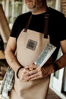 Leren Schort met naam licht grijs