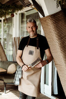 Leren Schort met naam licht grijs