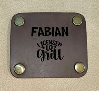 Leren Schort met naam licht grijs