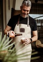 Leren Schort met naam Beige