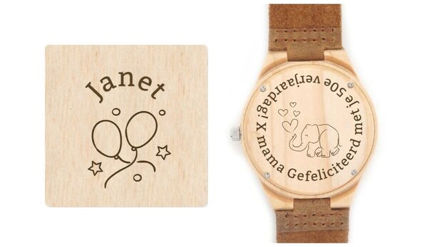 Bamboe dames horloge graveren