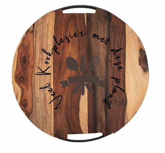 Ronde serveerplank Rose wood  graveren 